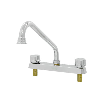 Mezcladora fregadero cromada 8'' FIDIC con cuello de ganso y dos manijas