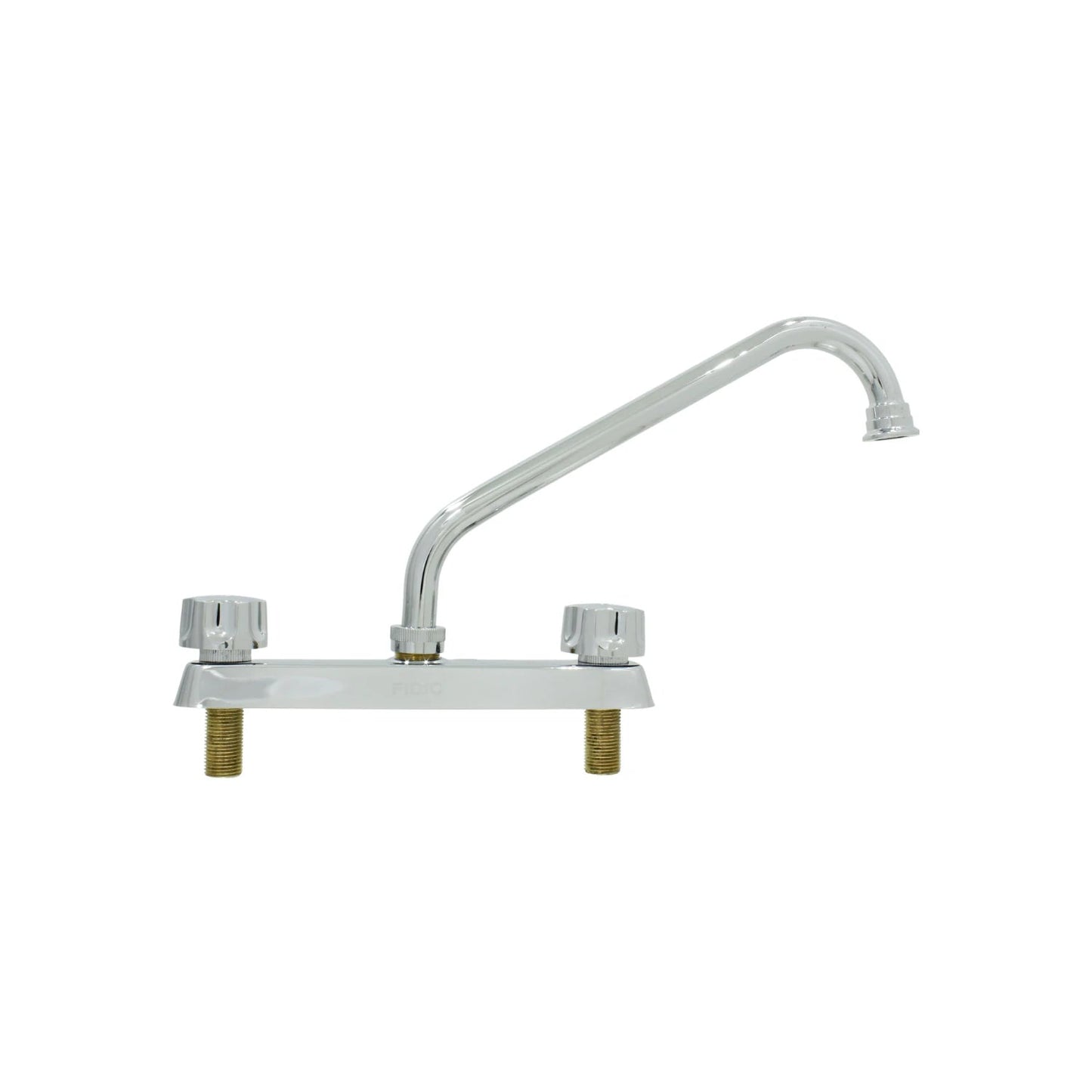 Mezcladora para fregadero Fidic cromada con dos manijas y cuello de ganso, montaje de 8 pulgadas.