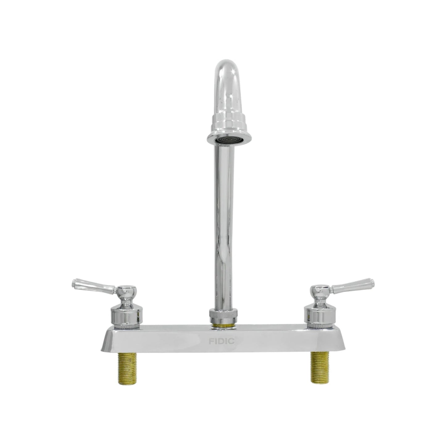 Mezcladora de fregadero Fidic cromada con dos manijas de palanca y cuello alto