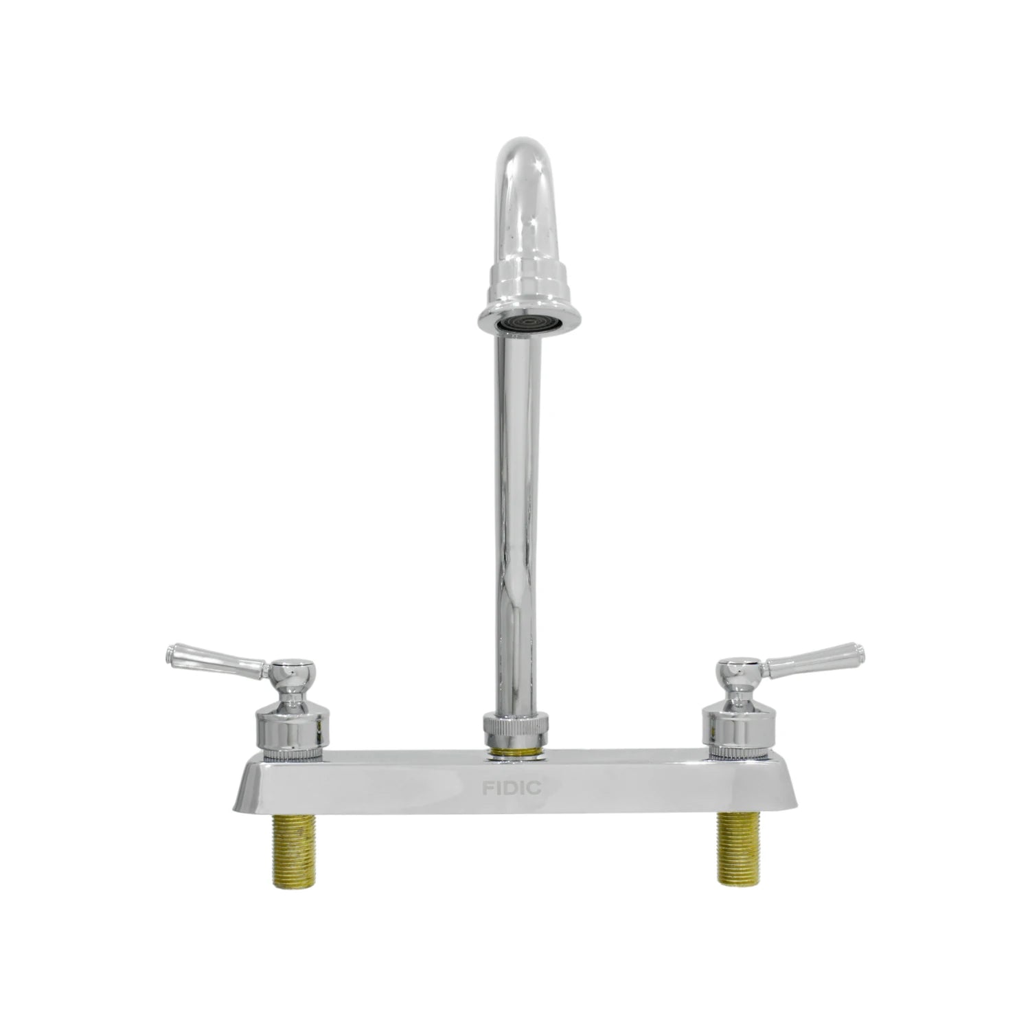 Mezcladora de fregadero Fidic cromada con dos manijas de palanca y cuello alto