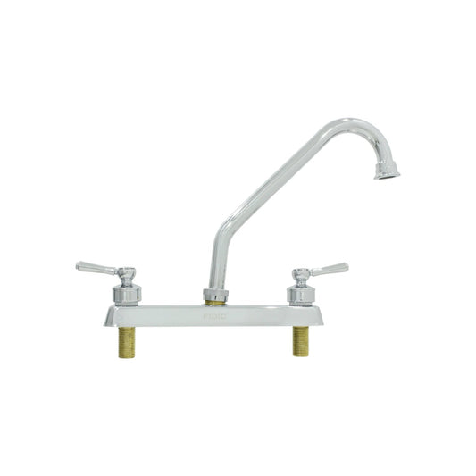 Mezcladora FIDIC cromada para fregadero, 8 pulgadas, doble maneral de palanca, cuello alto de arco para cocina