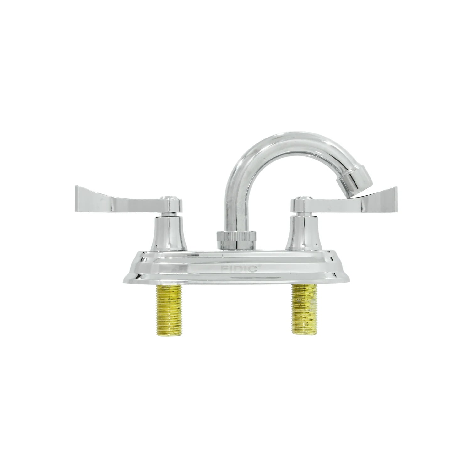 Mezcladora para lavabo FIDIC de 4 pulgadas, acabado cromado brillante, doble maneral.