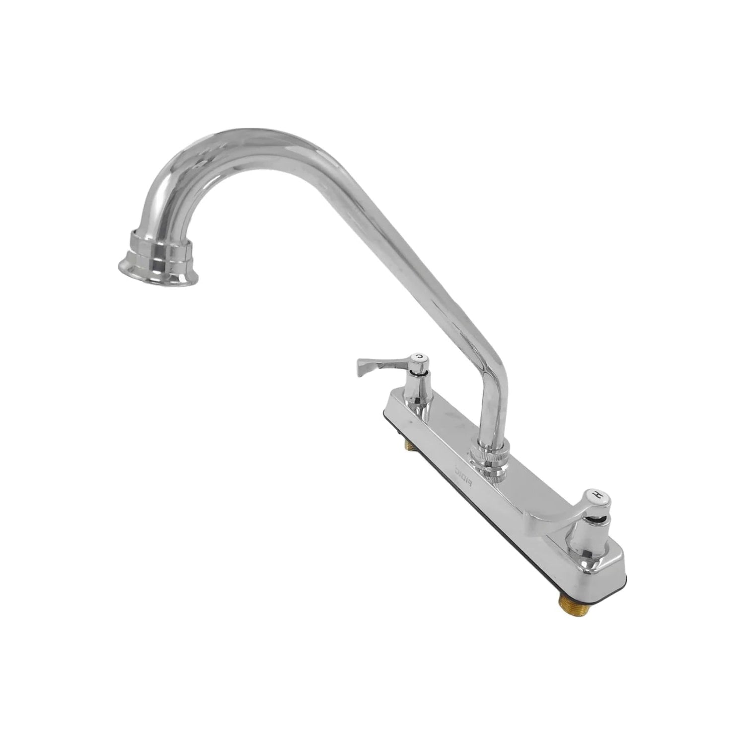 Mezcladora de fregadero FIDIC cromada, 8 pulgadas, con dos manijas y cuello alto curvo