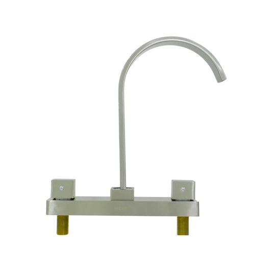 Mezcladora de fregadero FIDIC 8 pulgadas con caño alto, manerales cuadrados, acabado níquel cepillado para cocina.