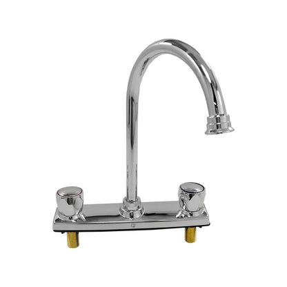 Mezcladora para fregadero de cocina 8" con cuello alto y dos manijas, acabado cromado