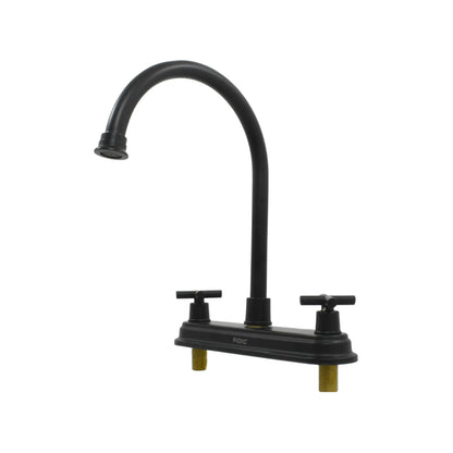 Mezcladora fregadero FIDIC negra mate 8 pulgadas, cuello de ganso con dos manijas para cocina