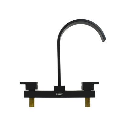 Mezcladora de fregadero FIDIC negra mate 8 pulgadas doble manija 100% metal