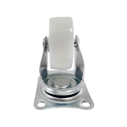 Rodaja giratoria blanca de 2.5 pulgadas con placa de montaje metálica para muebles y carritos