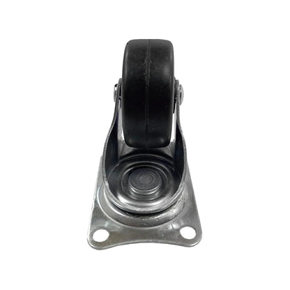 Rodaja giratoria negra de 3 pulgadas con rueda de hule y base de metal para muebles