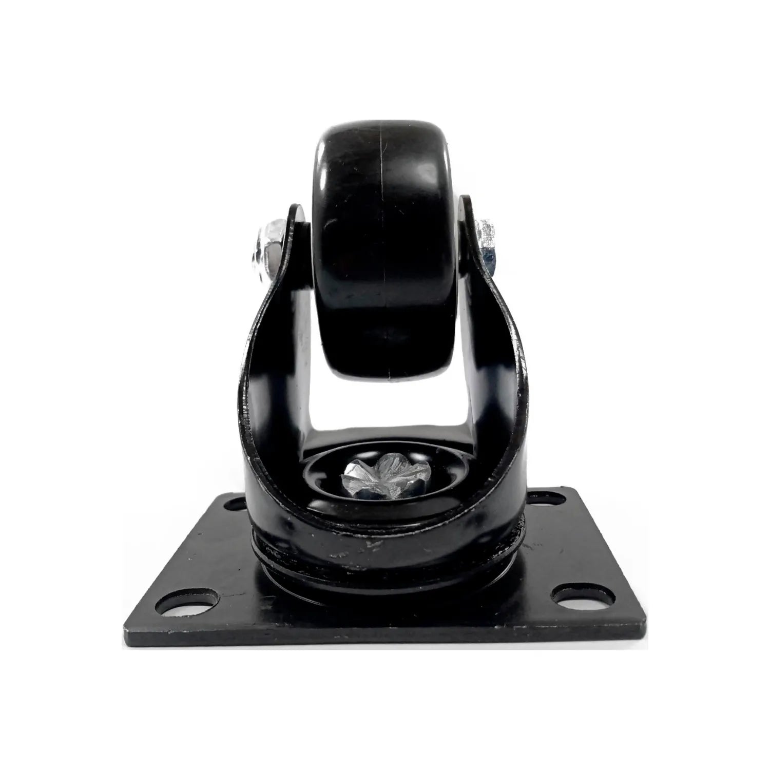 Rodaja giratoria 1.5" negra con rueda de plástico y base metálica para mover muebles