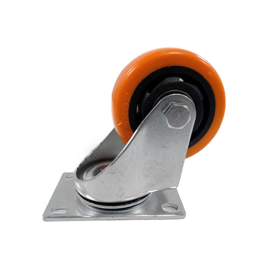 Rodaja giratoria industrial con rueda naranja de poliuretano, base de metal galvanizado para carga pesada