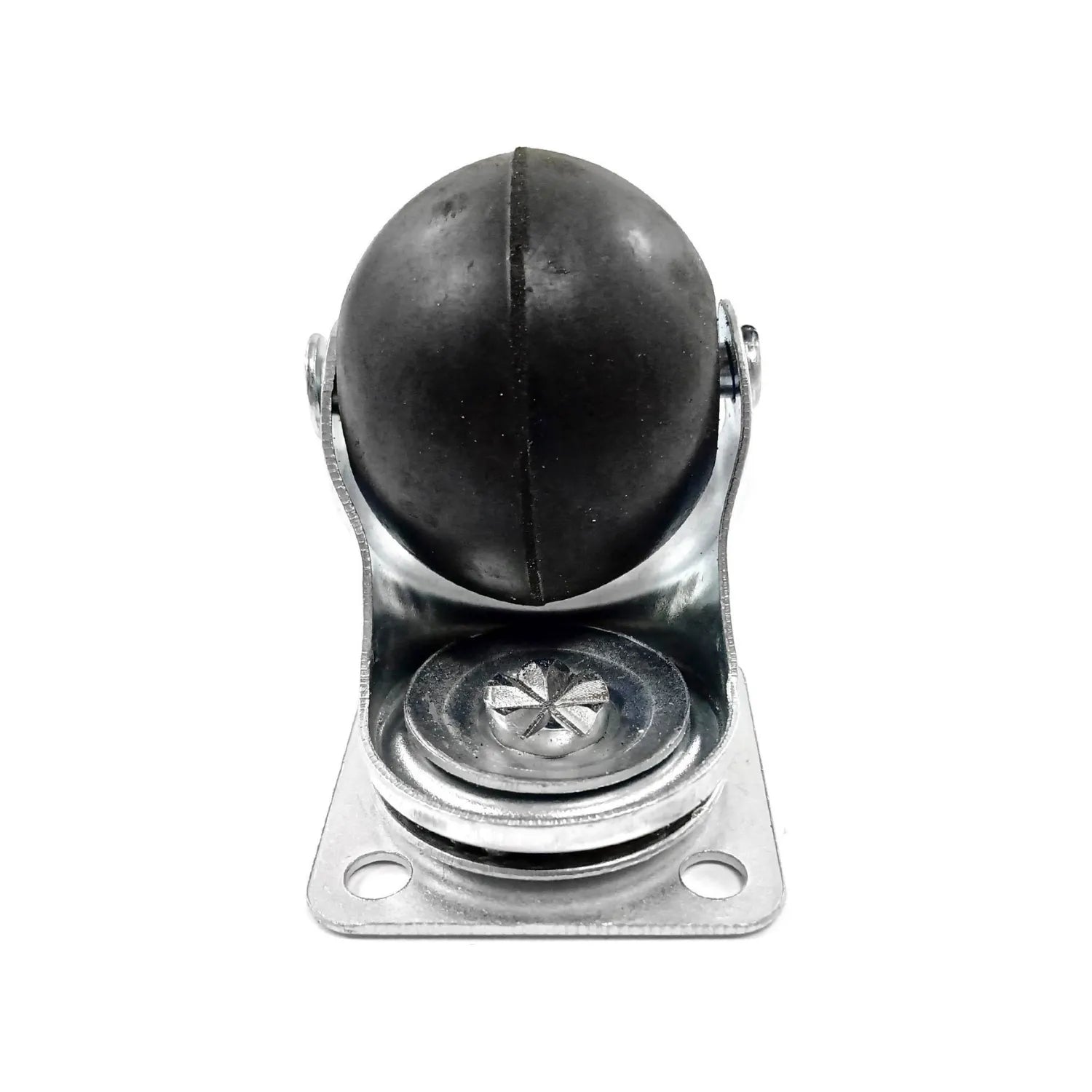 Rodaja de esfera giratoria 1.5 pulgadas, balín negro de caucho y base metálica cromada