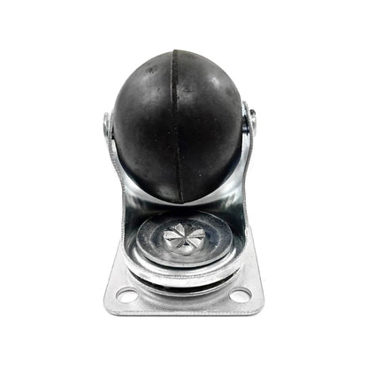 Rodaja de esfera giratoria 1.5 pulgadas, balín negro de caucho y base metálica cromada