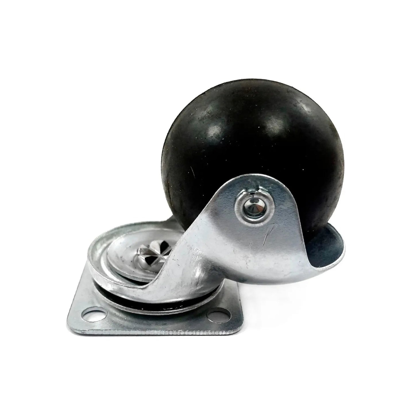 Rodaja de esfera giratoria negra de 1.5 pulgadas con base metálica plateada para muebles y exhibidores