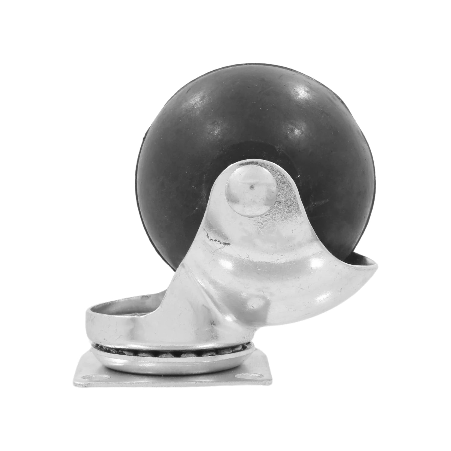 Rodaja de esfera giratoria negra con soporte metálico cromado para muebles