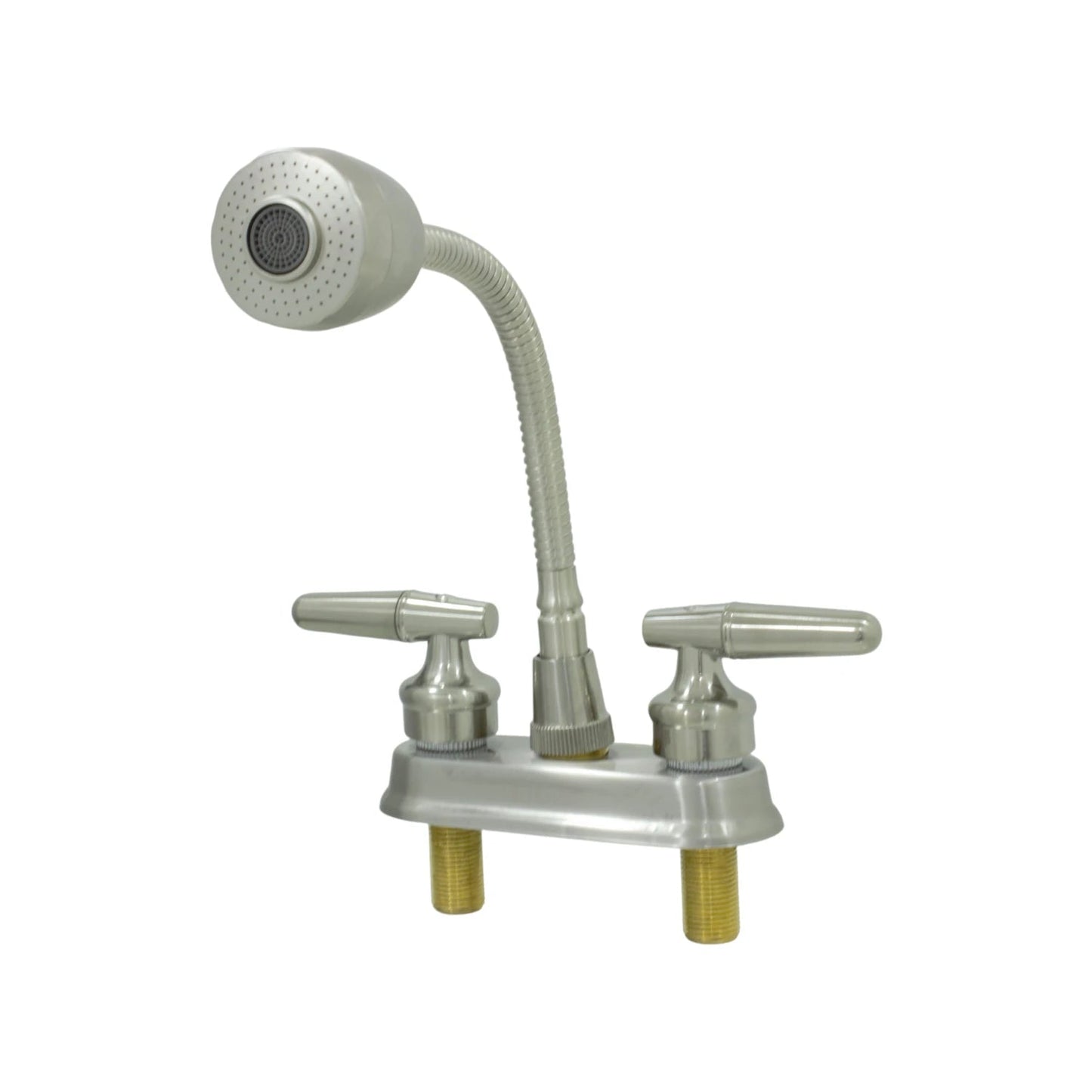 Grifo mezclador lavabo 4" níquel cepillado, manerales palanca, grifo flexible tipo cuello de ganso con rociador