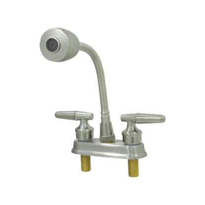 Grifo mezclador lavabo 4" níquel cepillado, manerales palanca, grifo flexible tipo cuello de ganso con rociador