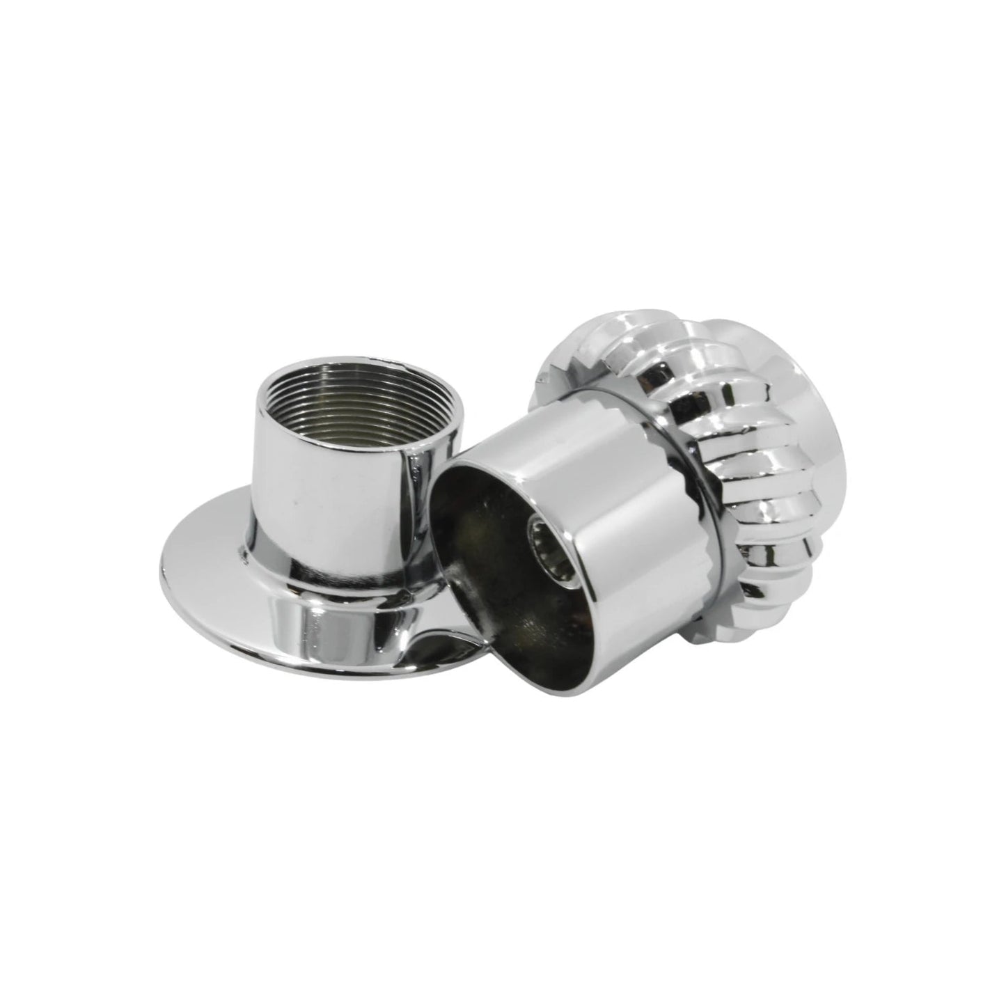 Maneral cromado para regadera con perilla estriada y base roscada, accesorio de baño