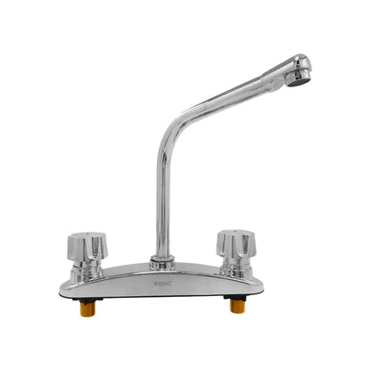 Mezcladora para fregadero Fidic cromada de 8 pulgadas con doble manija y caño alto