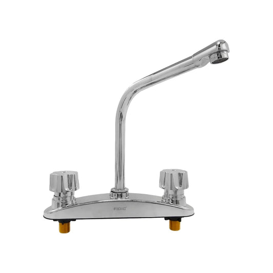 Mezcladora para fregadero Fidic cromada de 8 pulgadas con doble manija y caño alto