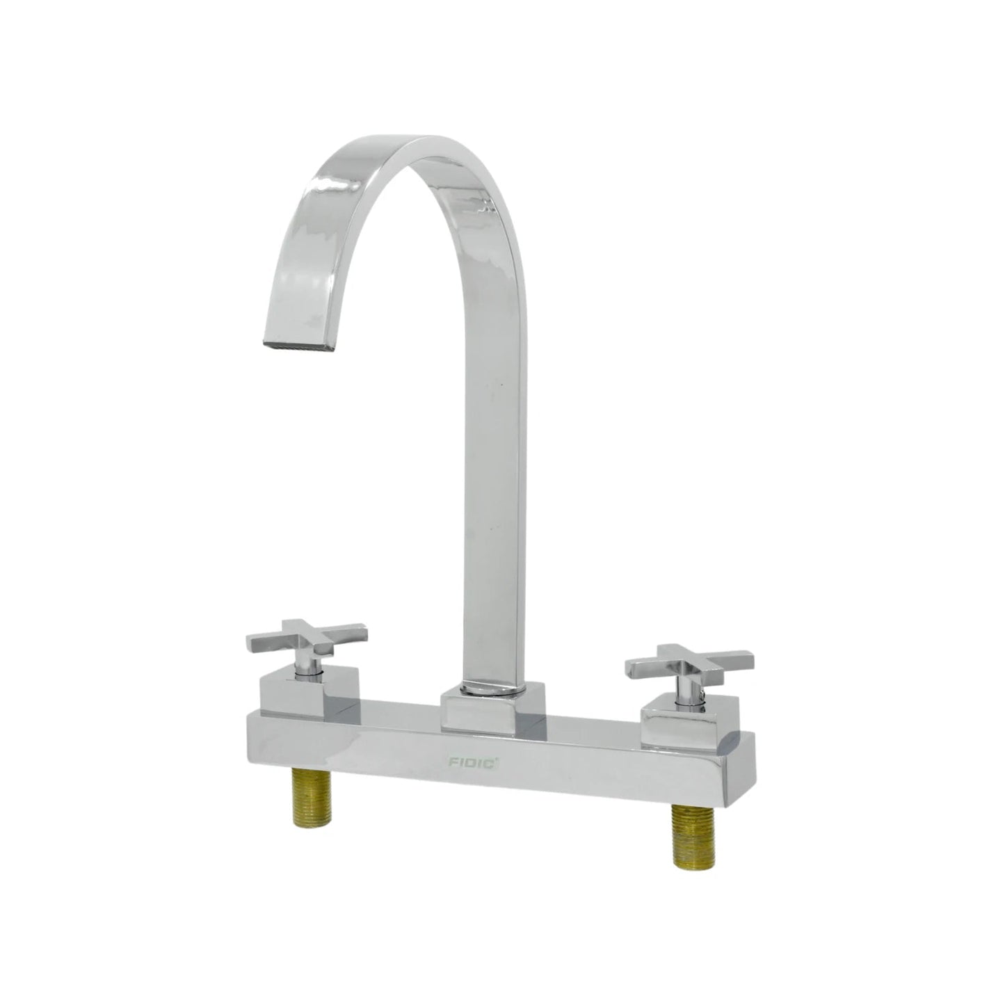 Mezcladora Fidic 8 pulgadas para fregadero, acabado cromado, con manerales de cruz y cuello de ganso.