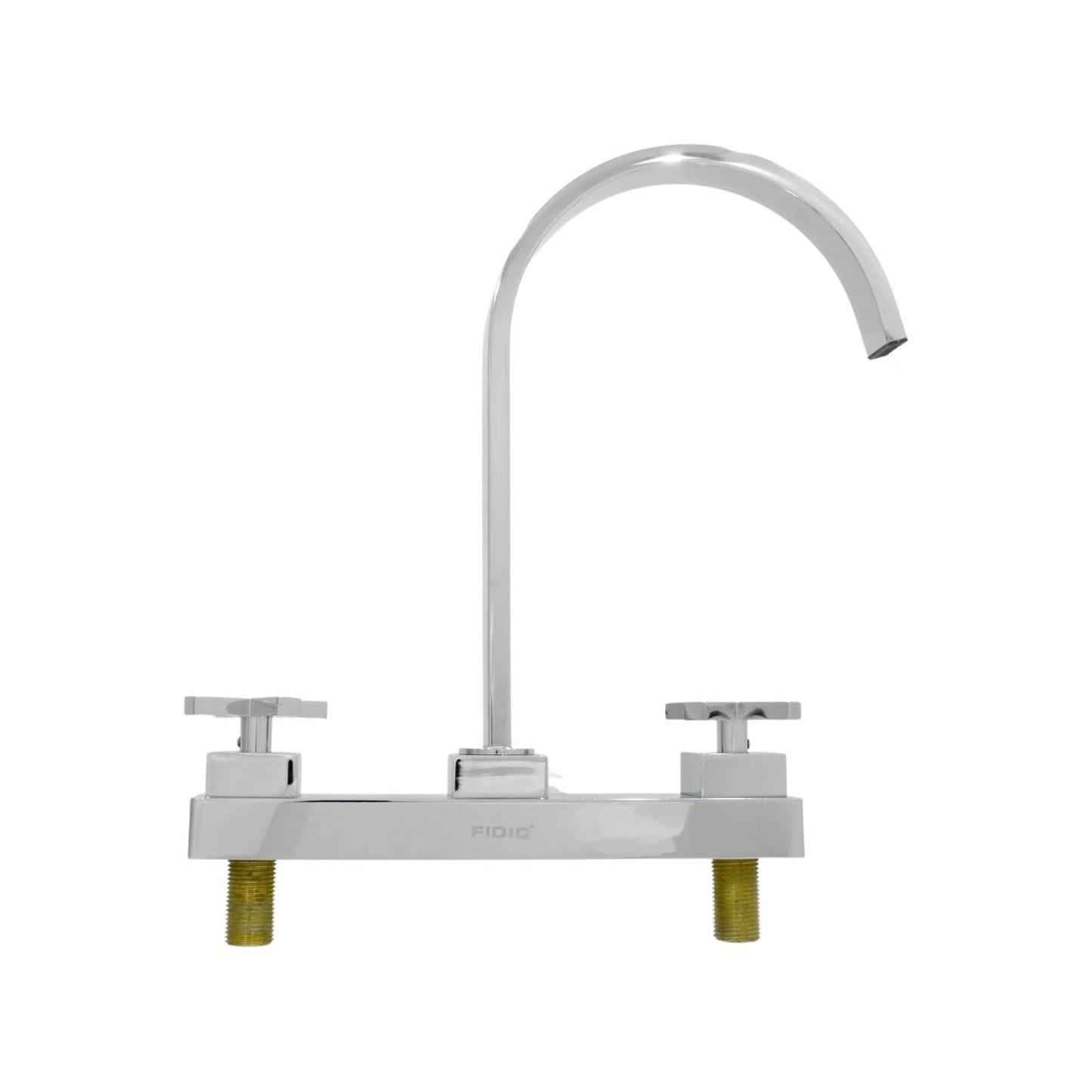 Mezcladora de fregadero FIDIC de 8 pulgadas con doble llave y acabado cromo brillante