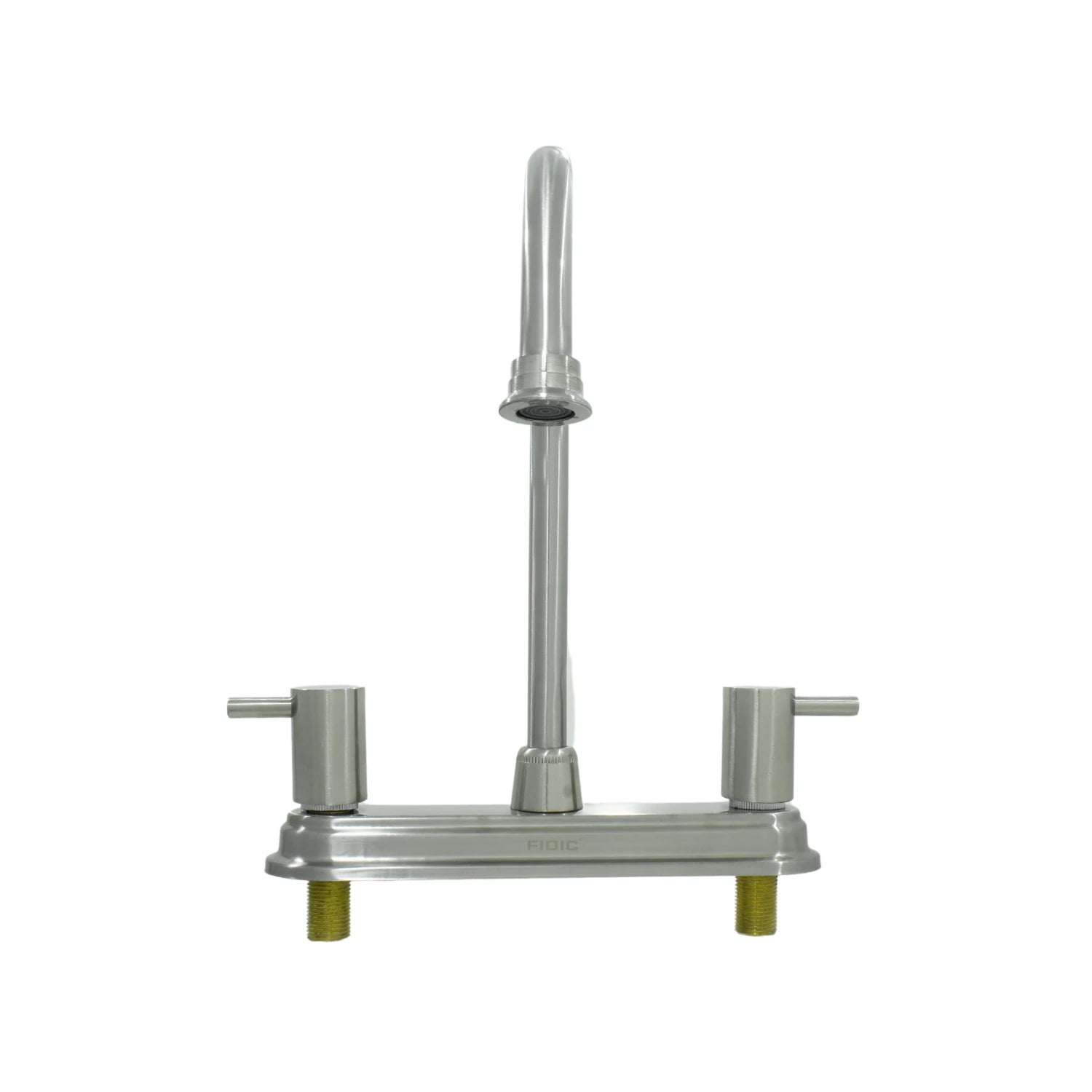 Mezcladora de fregadero Fidic 8" níquel cepillado, doble manija, caño alto con aireador.