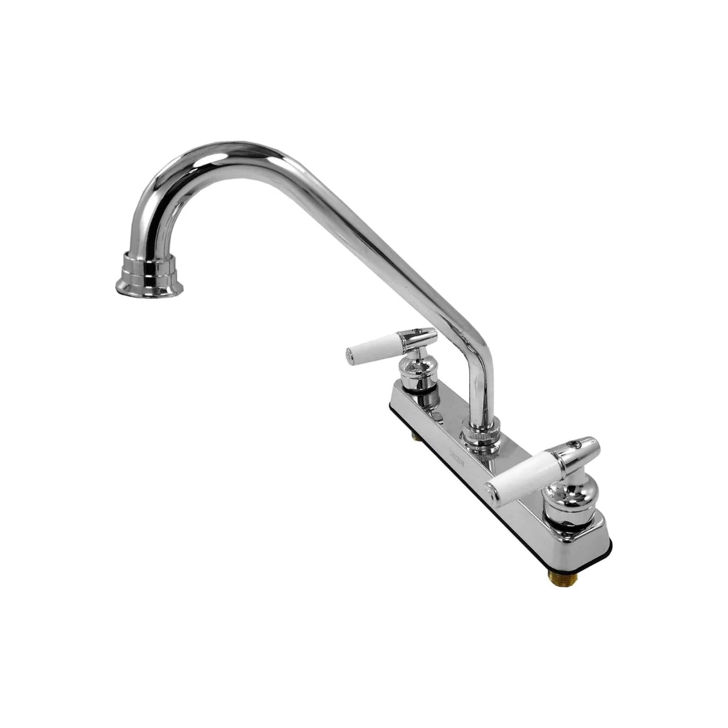 Mezcladora de cocina FIDIC cromada 8 pulgadas, doble manija de palanca blanca, cuello alto para fregadero