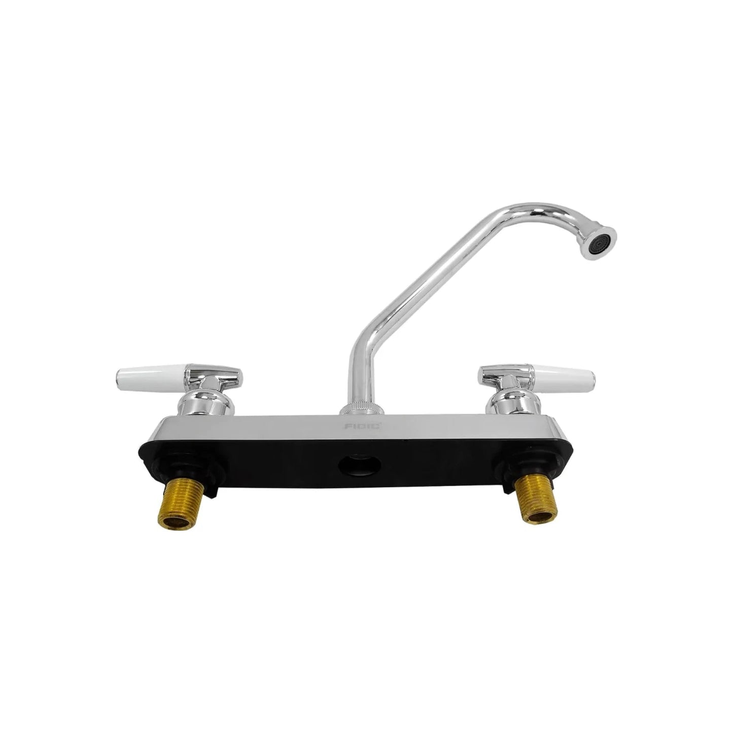 Mezcladora de cocina FIDIC cromada para fregadero 8" con doble maneral y perillas blancas