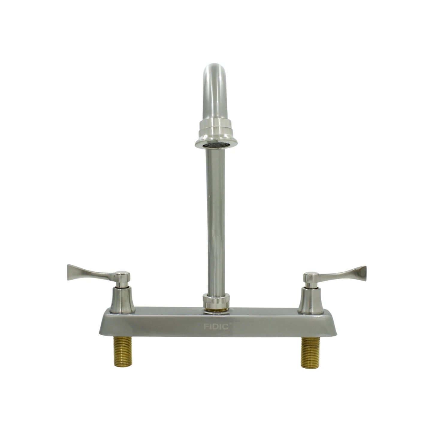 Mezcladora para fregadero Fidic de 8 pulgadas, 2 manerales, cuello de ganso, acabado níquel cepillado