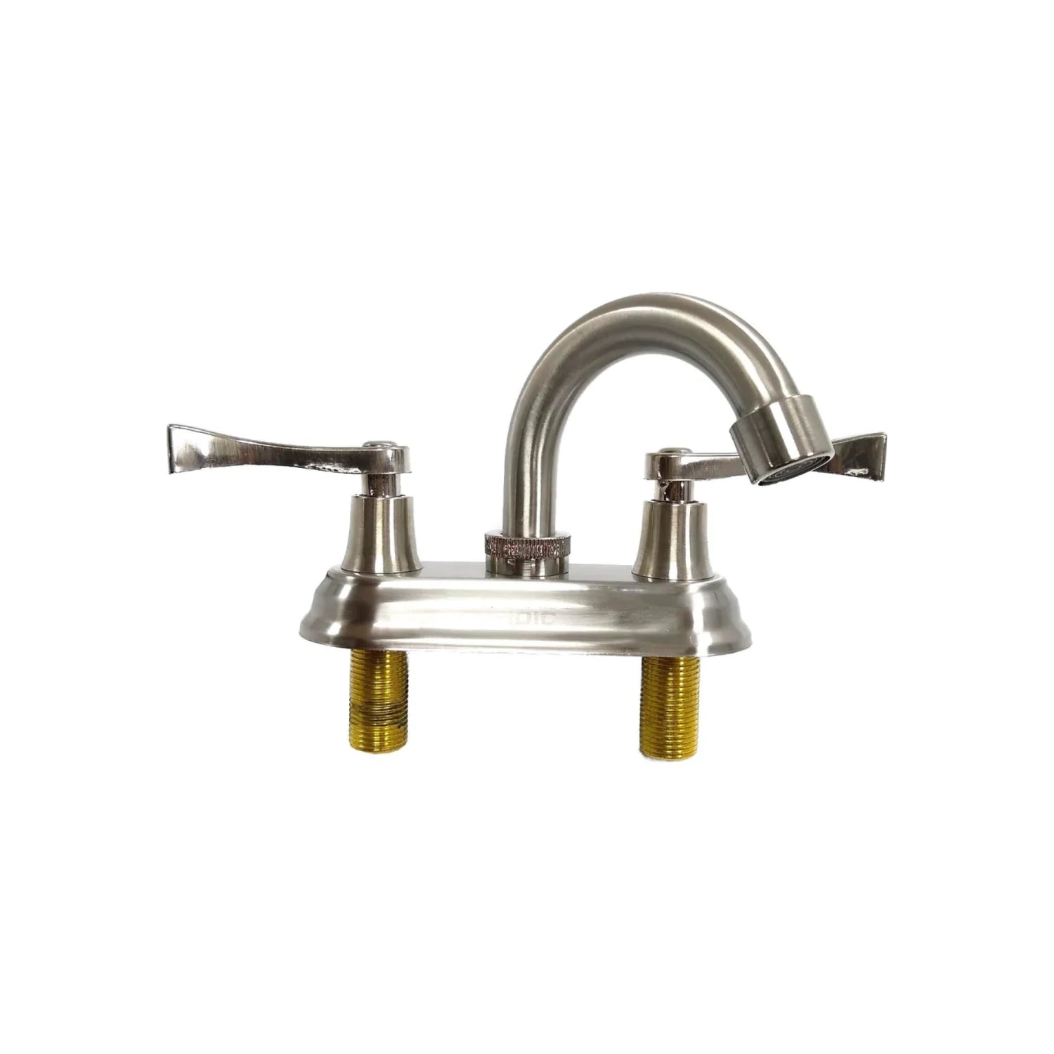 Mezcladora para lavabo de 4 pulgadas, acabado níquel cepillado, con manijas de palanca y pico curvo