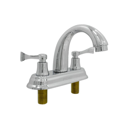 Mezcladora para lavabo FIDIC 4 pulgadas cromada con doble maneral y cuello de ganso