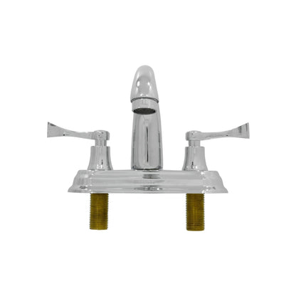 Mezcladora de lavabo cromada de 4 pulgadas con dos manerales tipo palanca para baño