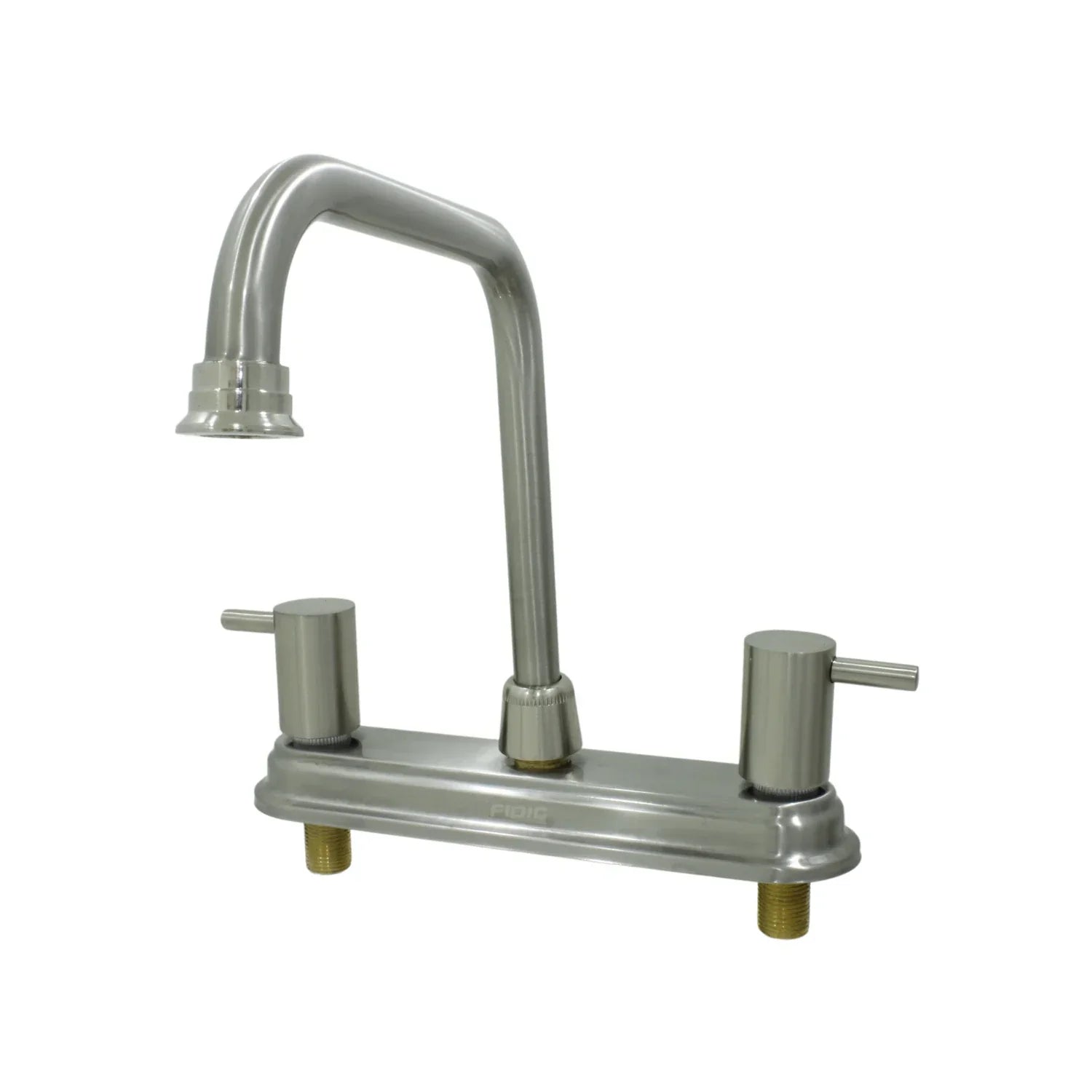 Mezcladora para fregadero Fidic níquel cepillado, dos manerales, cuello de ganso alto. Cocina.