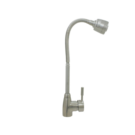 Mezcladora monomando fregadero con caño flexible, acabado níquel cepillado