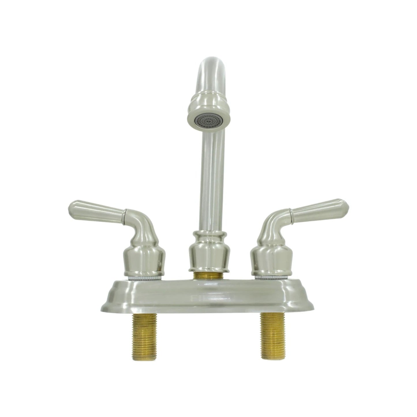 Mezcladora lavabo níquel cepillado 2 manijas, caño alto