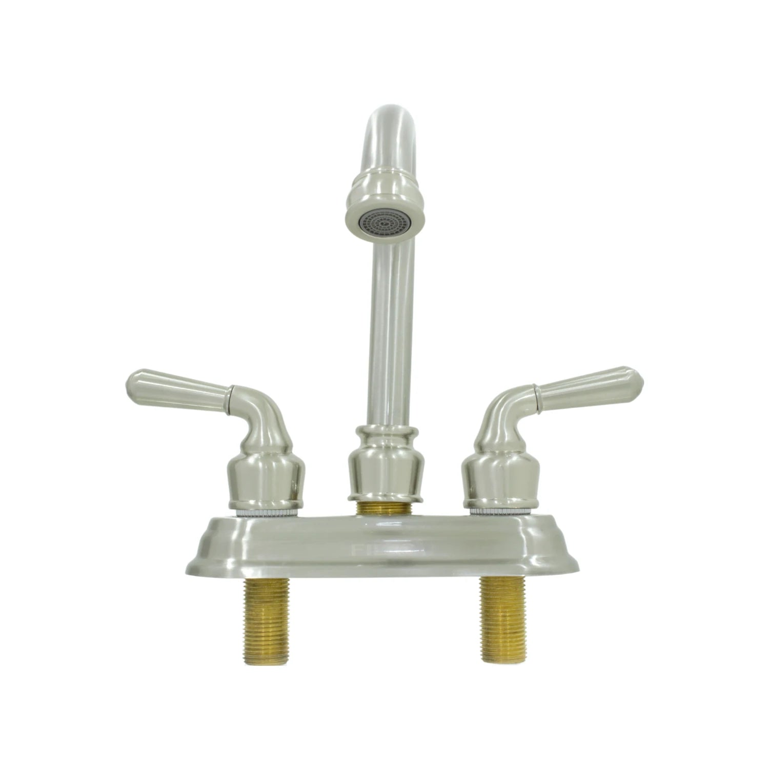 Mezcladora lavabo níquel cepillado 2 manijas, caño alto