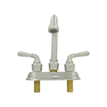 Mezcladora lavabo níquel cepillado 2 manijas, caño alto