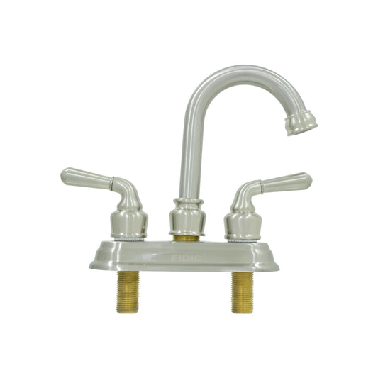 Mezcladora de lavabo Fidic 4 pulgadas, niquel cepillado, con doble manija, para baño