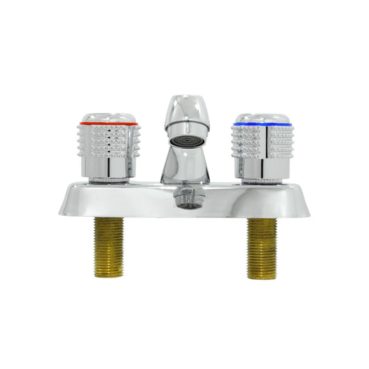 Mezcladora para lavabo 4 pulgadas cromada, con doble manija para control de agua caliente y fría