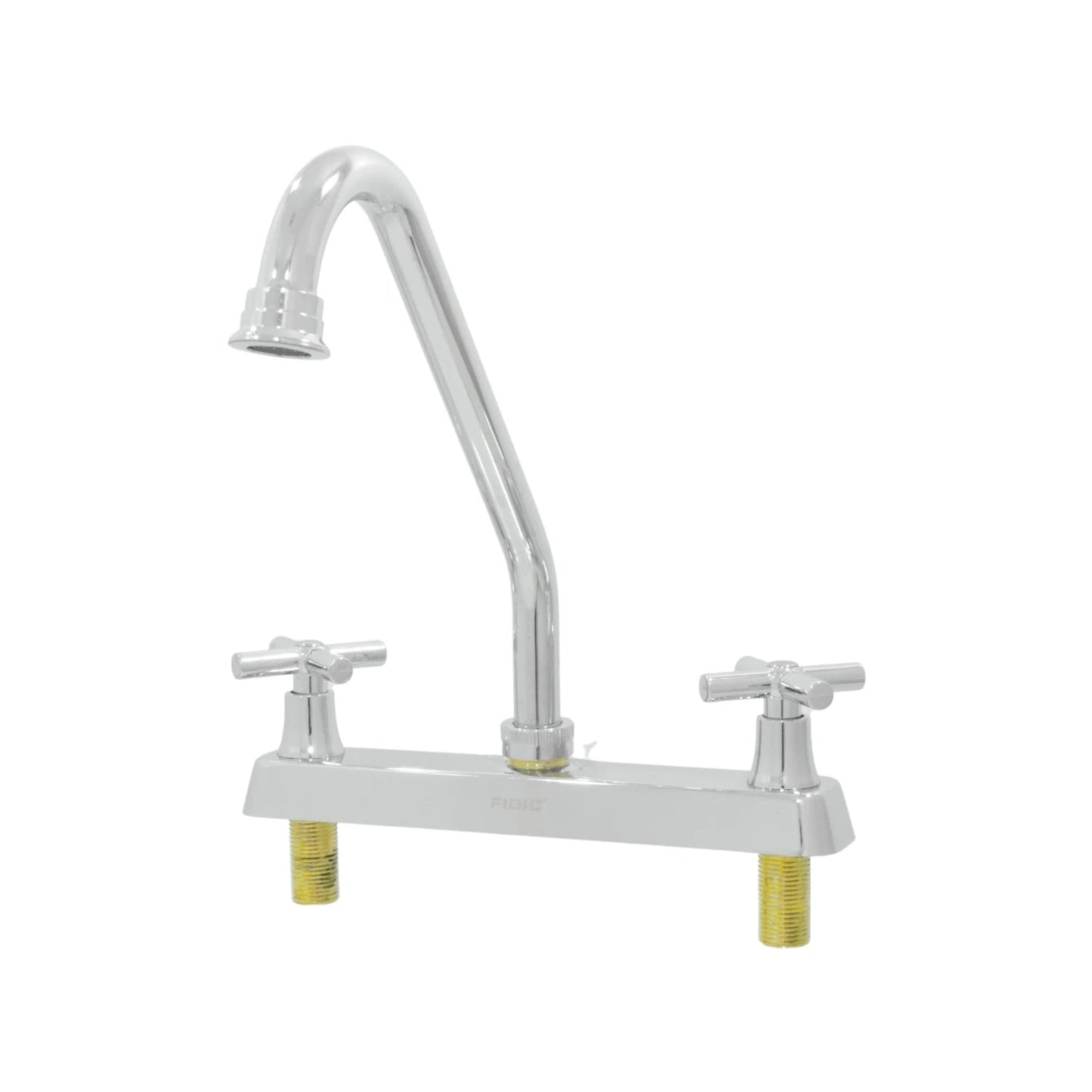 Mezcladora para fregadero cromada 8 pulgadas con manerales de cruz y caño alto, FIDIC