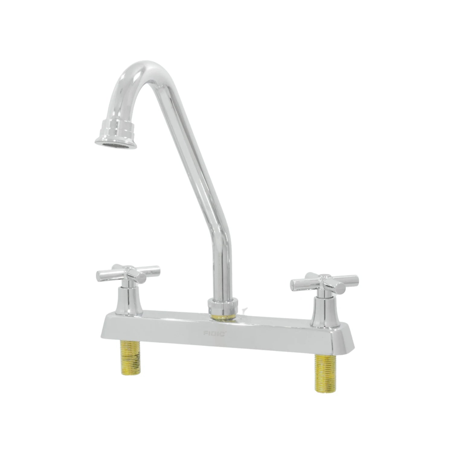 Mezcladora para fregadero cromada 8 pulgadas con manerales de cruz y caño alto, FIDIC