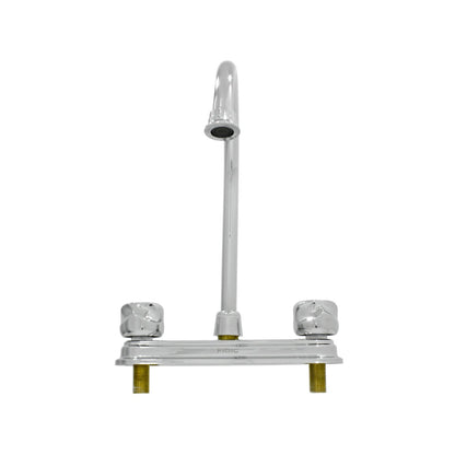 Mezcladora de fregadero 8 pulgadas cromada Fidic con cuello de ganso y dos manijas