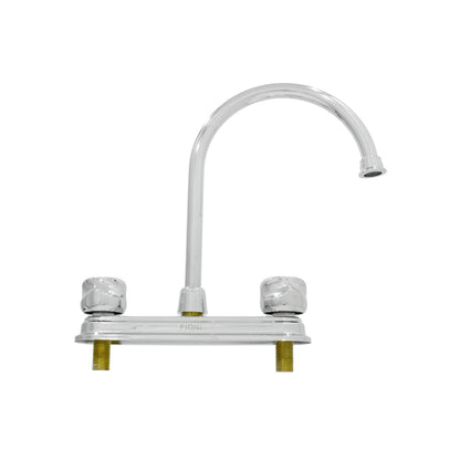 Mezcladora para fregadero FIDIC 8 pulgadas cromada, cuello de ganso, doble maneral.