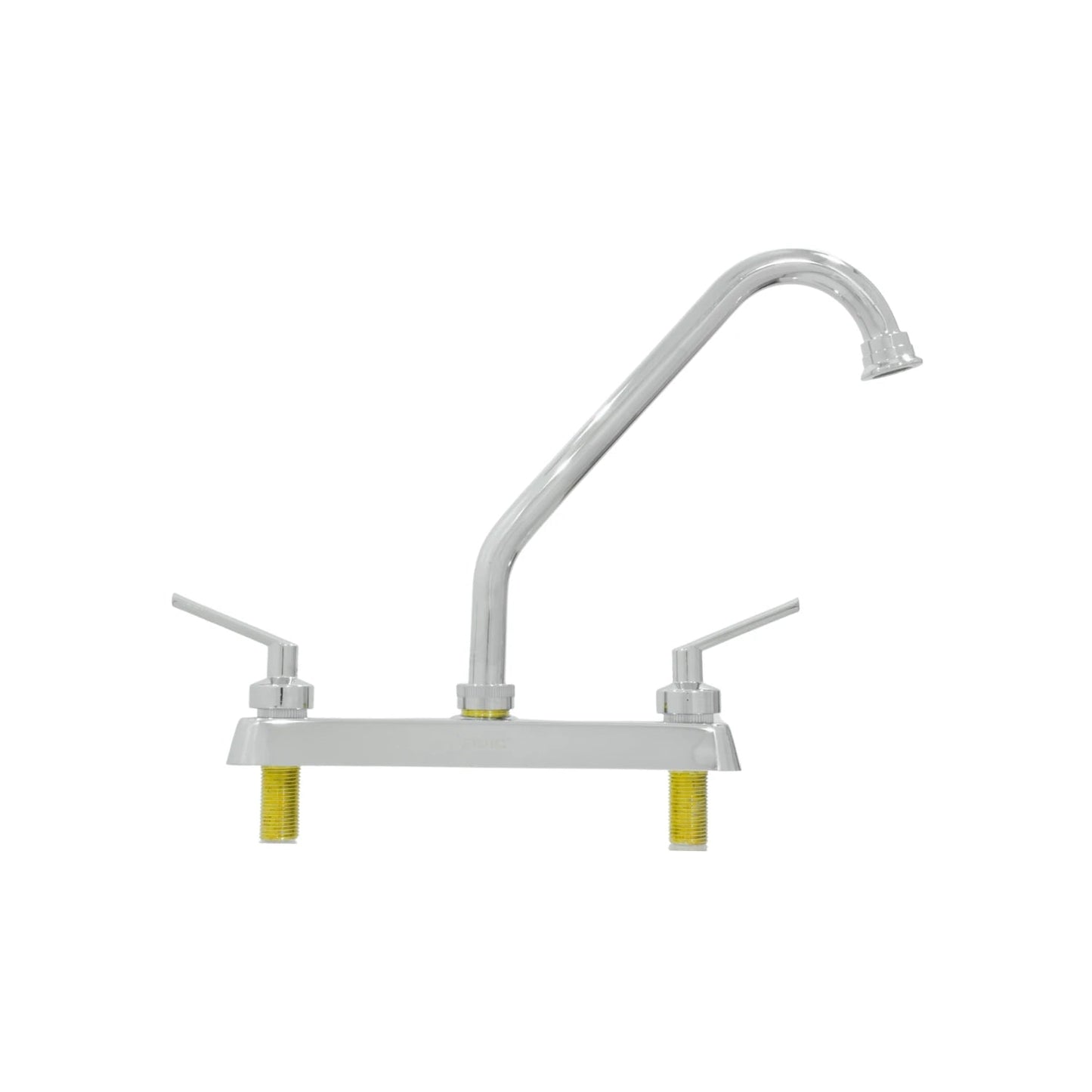 Mezcladora de fregadero cromada 8 pulgadas con dos manijas de palanca y cuello alto para cocina