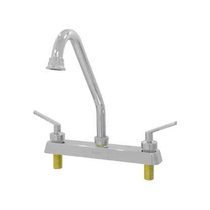 Mezcladora Fidic cromada con manijas de palanca para fregadero de cocina, cuello de ganso alto.