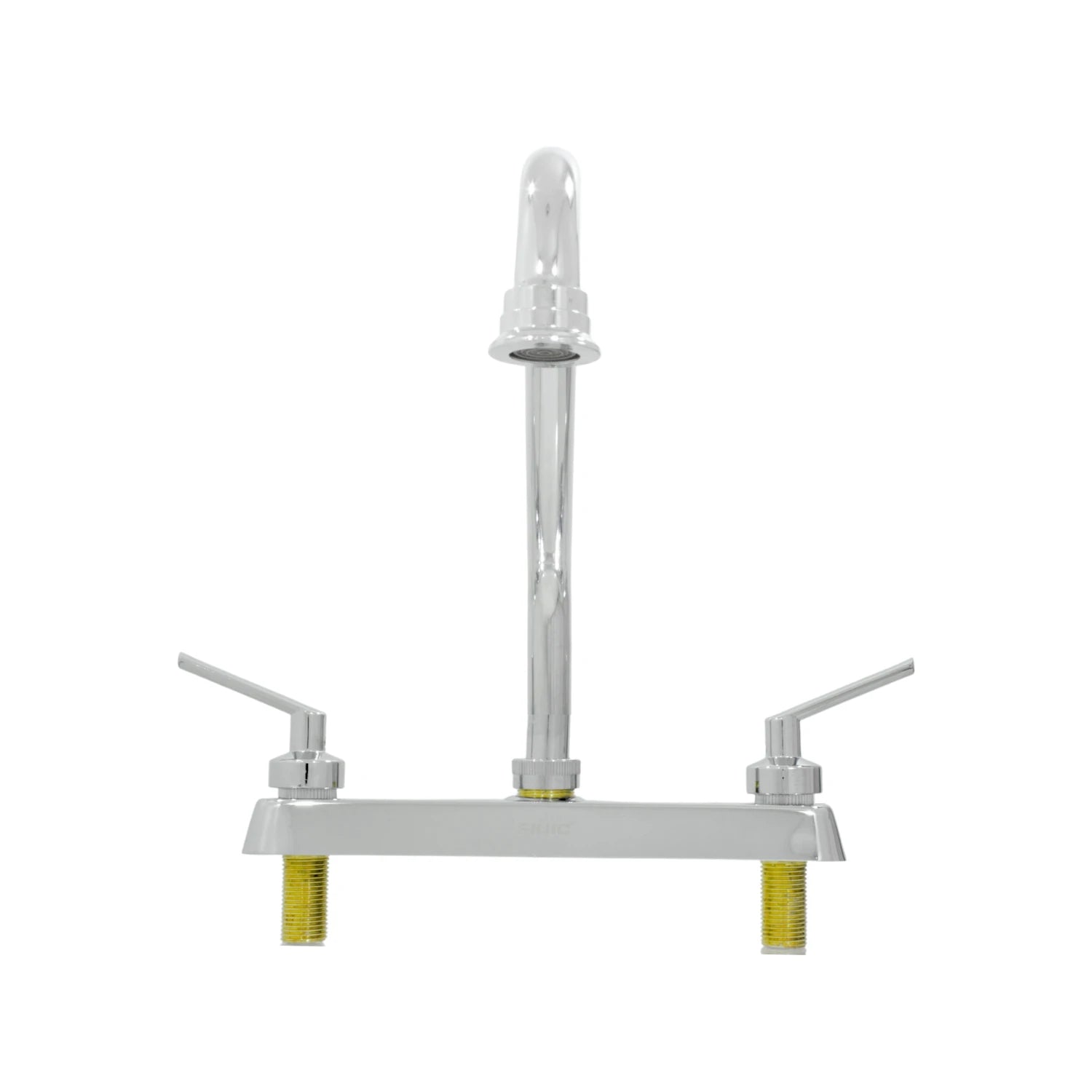 Mezcladora de cocina FIDIC cromada 8" con dos manijas de palanca y cuello de ganso para fregadero