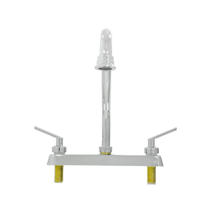 Mezcladora de cocina FIDIC cromada 8" con dos manijas de palanca y cuello de ganso para fregadero