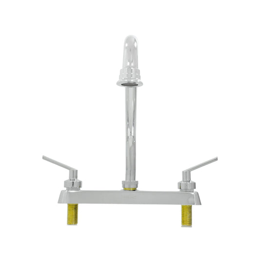 Mezcladora de cocina FIDIC cromada 8" con dos manijas de palanca y cuello de ganso para fregadero