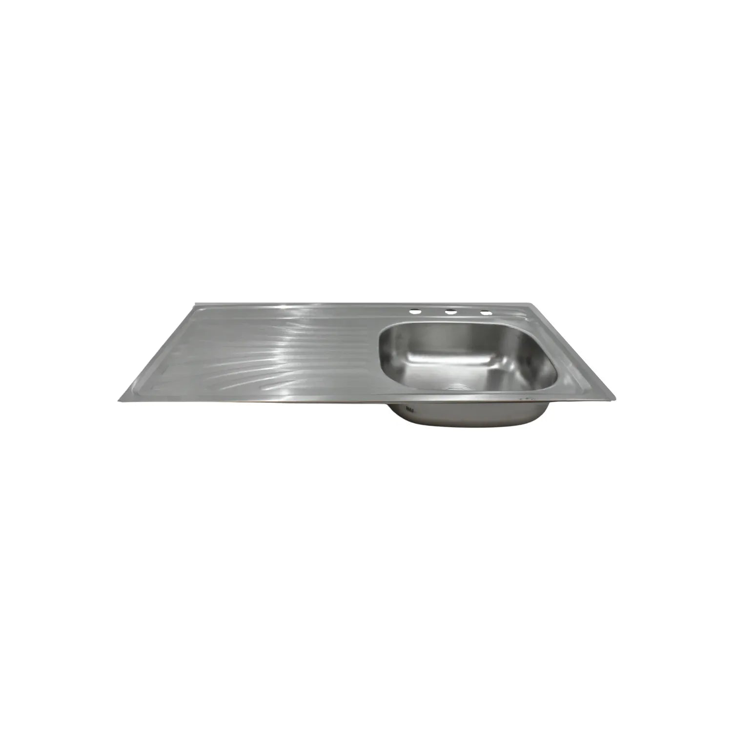 Tarja de acero inoxidable con escurridor izquierdo, ideal para cocina, y 3 perforaciones para grifo.